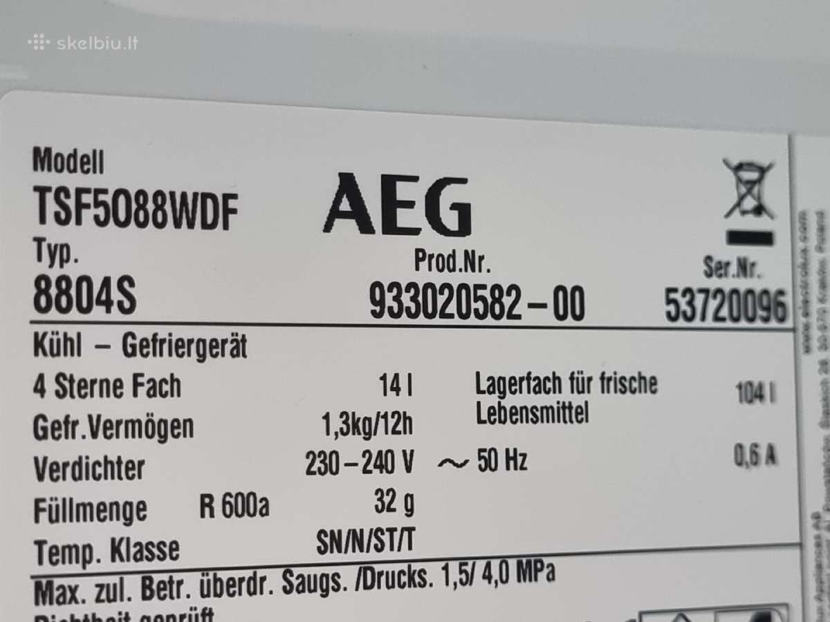 Naujas Aeg Tsf5088wdf + garantija - nuotraukos Nr. 12