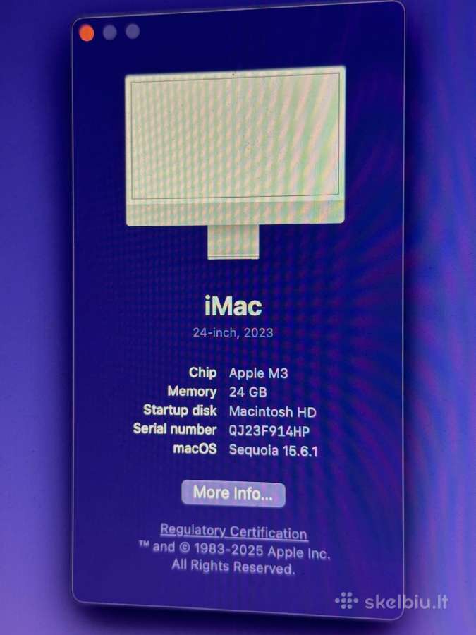 Apple iMac M3, 24gb RAM, 2023, 24-inch, - nuotraukos Nr. 2