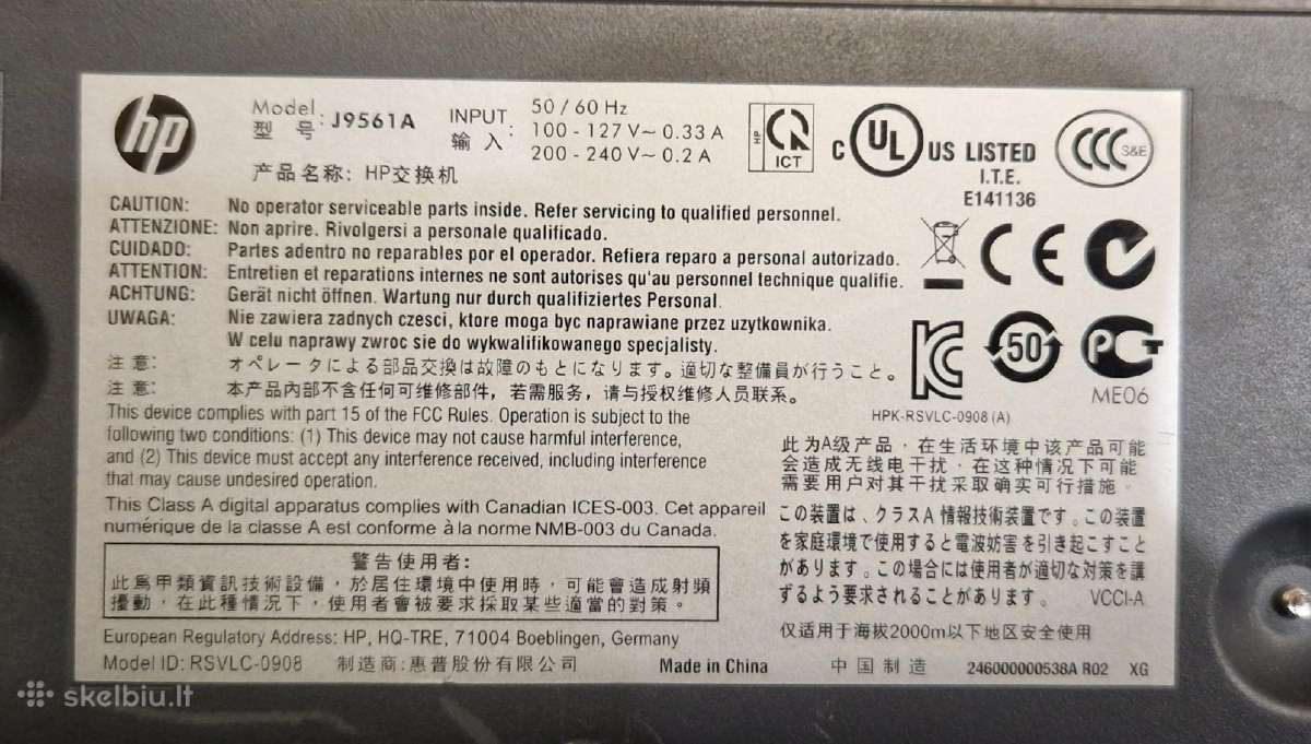 Switch (komutatorius) Hp1410-24g J9561a (24 port) - nuotraukos Nr. 3