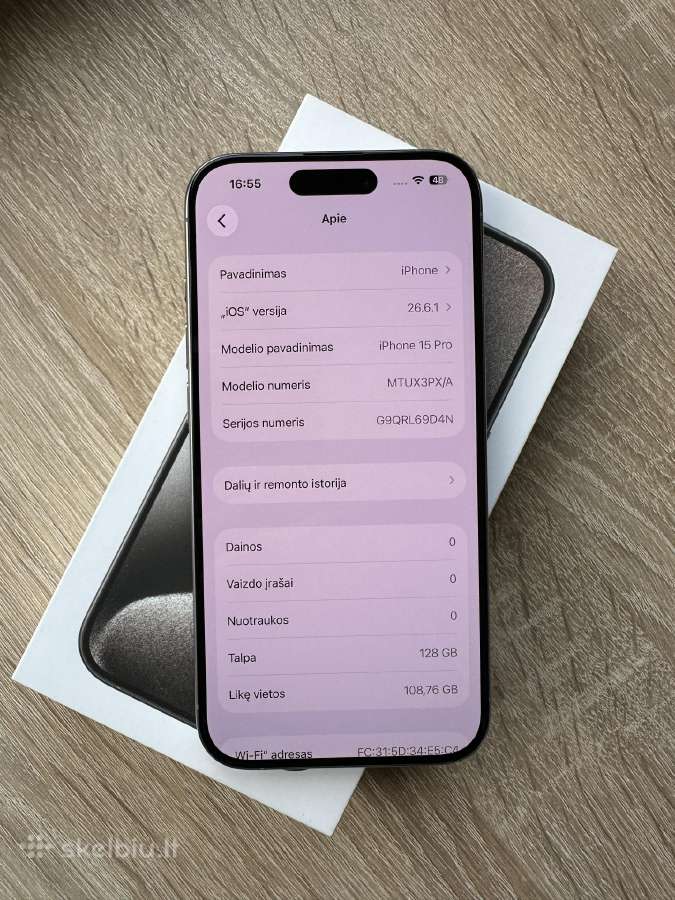 Apple iPhone 15 Pro 128gb Natural Titanium - nuotraukos Nr. 8
