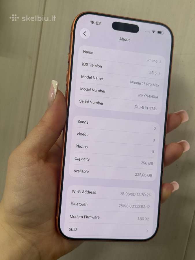 iPhone 17 pro max 256%,100%, 9 įkrovimo ciklai - nuotraukos Nr. 2
