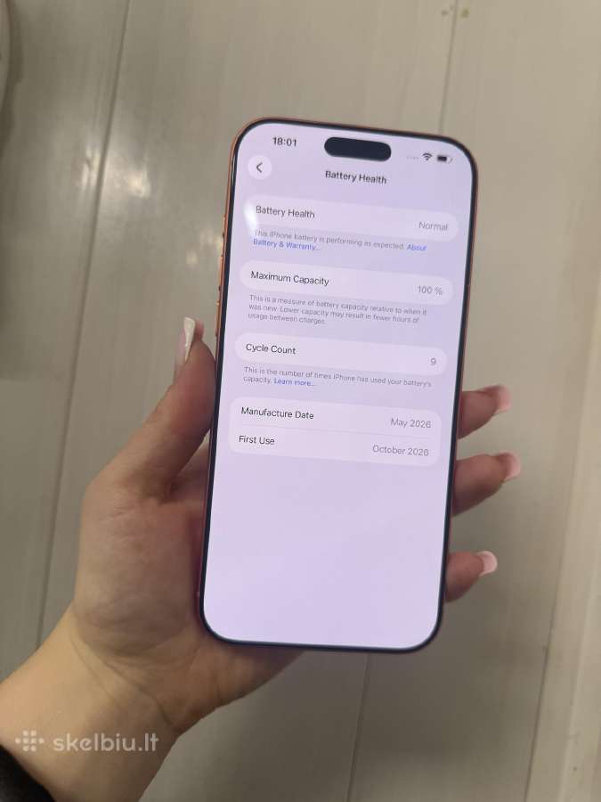 iPhone 17 pro max 256%,100%, 9 įkrovimo ciklai - nuotraukos Nr. 3