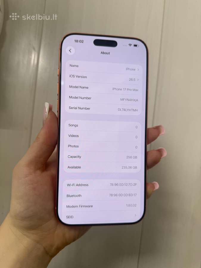 iPhone 17 pro max 256%,100%, 9 įkrovimo ciklai - nuotraukos Nr. 4