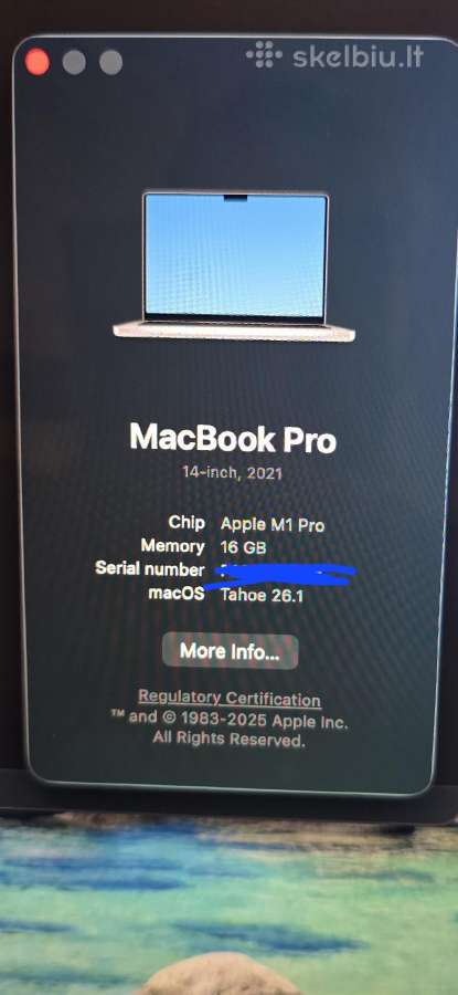 MacBook pro 14 m1 16gb 512gb - nuotraukos Nr. 6