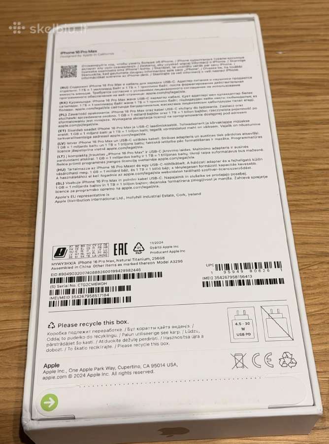Idealios būklės iPhone 16 Pro max Titanium Nat - nuotraukos Nr. 3