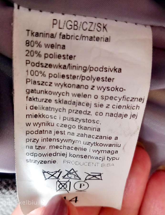 Kokybiškas vilnos paltas (švarkelis) su diržu - nuotraukos Nr. 7