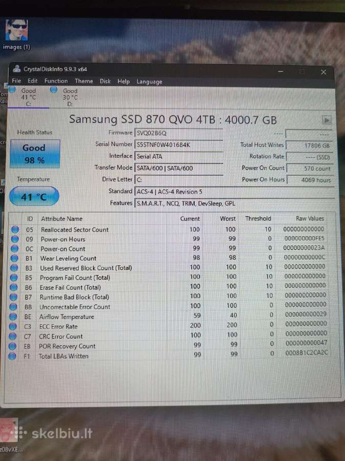Samsung 870 qvo Sata SSD 4 TB - nuotraukos Nr. 3