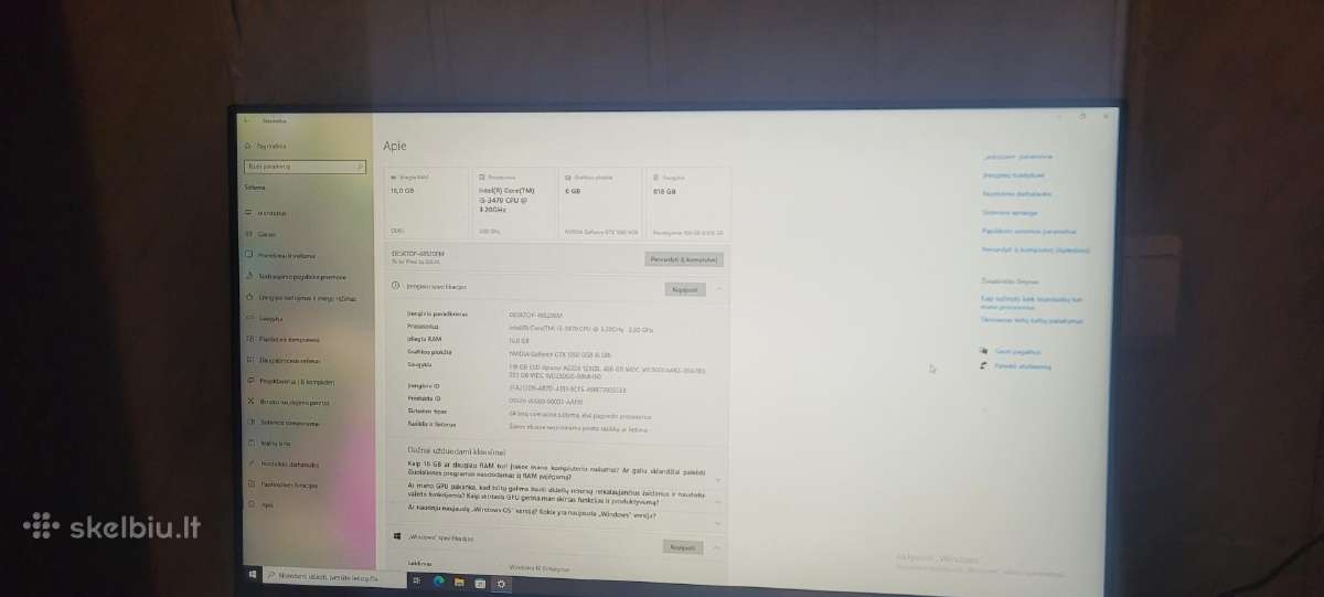 Gaming Pc komplektas Gtx 1060 6gb 16gb RAM - nuotraukos Nr. 7