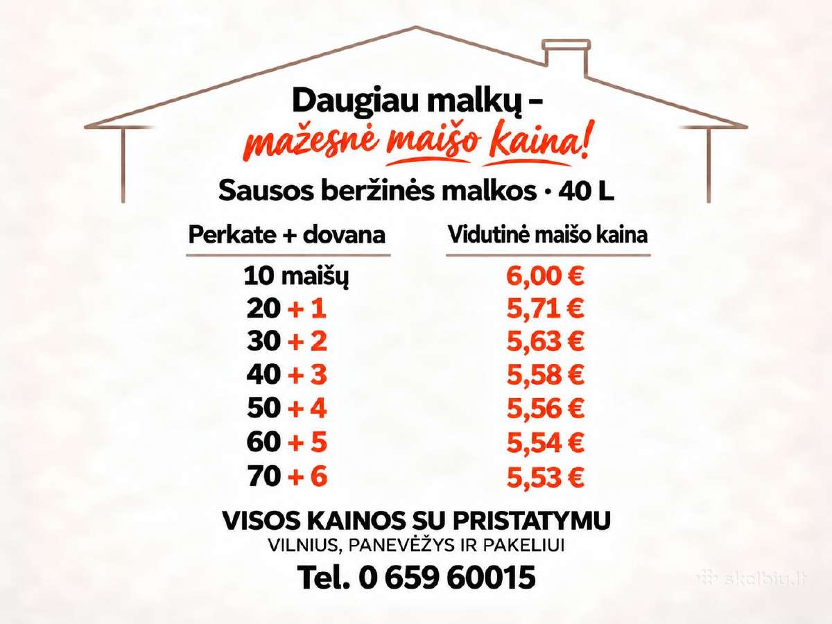 Sausos beržinės malkos maišeliuose - su pristatymu - nuotraukos Nr. 2