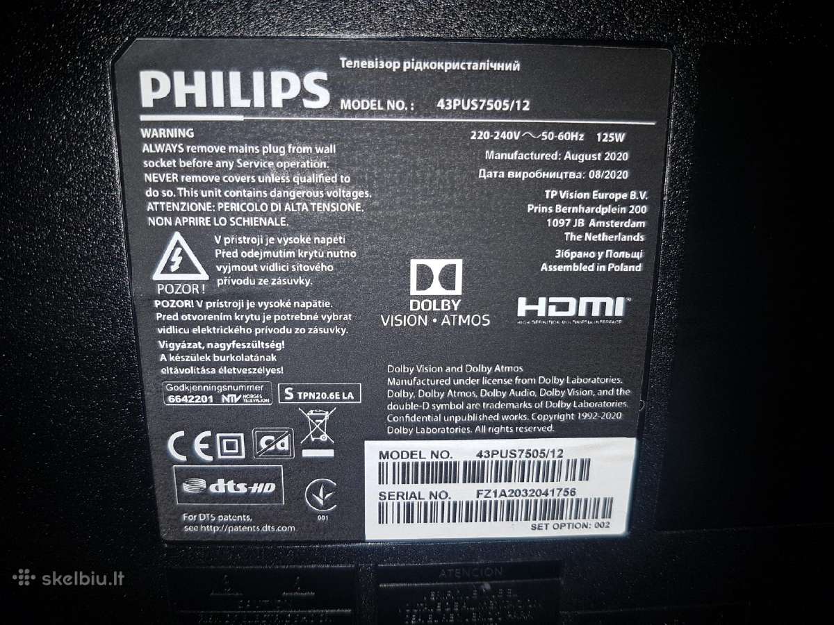 Philips 7500 series 4k Uhd LED smart 43" TV - nuotraukos Nr. 5