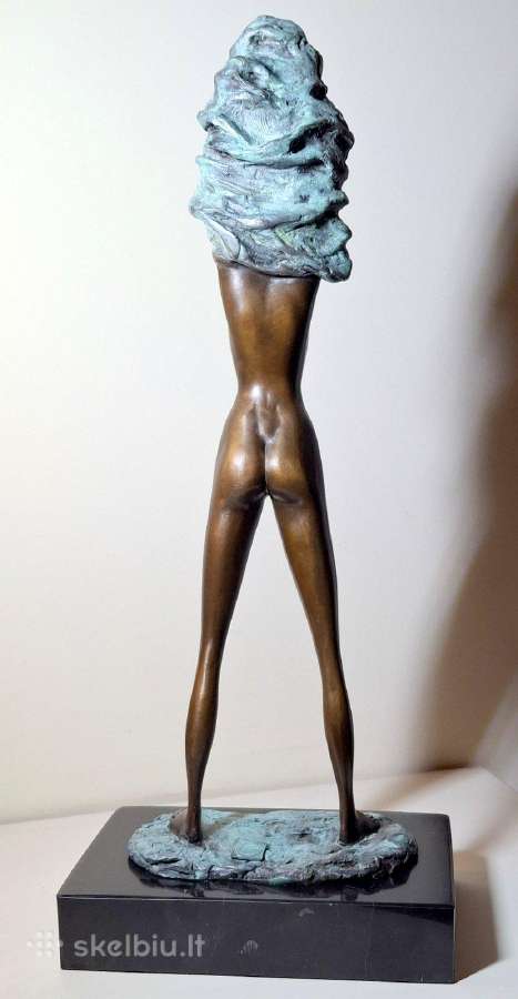 Moters bronzinė skulptūra su žalia patina, 36 cm - nuotraukos Nr. 6