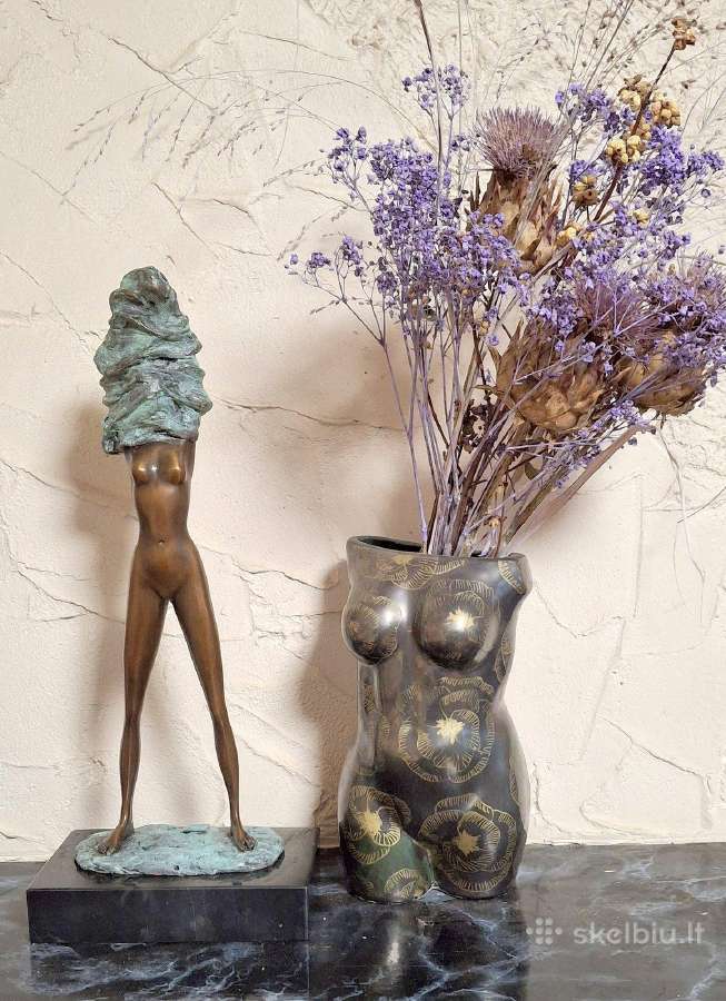 Moters bronzinė skulptūra su žalia patina, 36 cm - nuotraukos Nr. 11