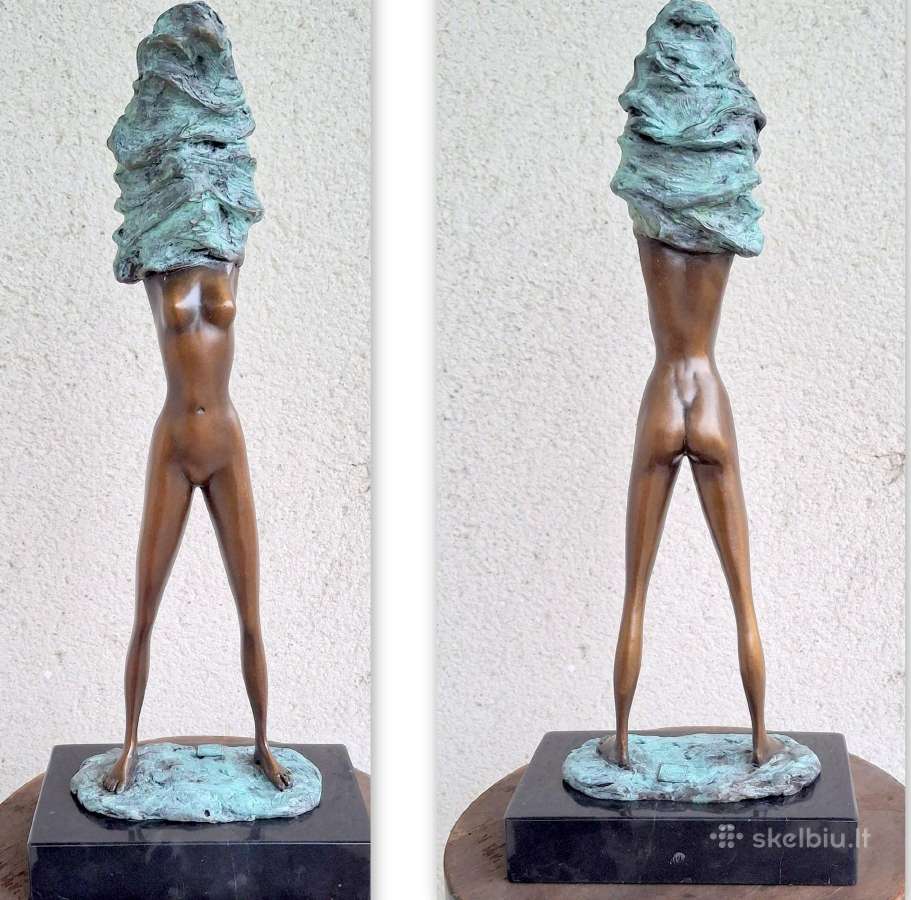 Moters bronzinė skulptūra su žalia patina, 36 cm - nuotraukos Nr. 2
