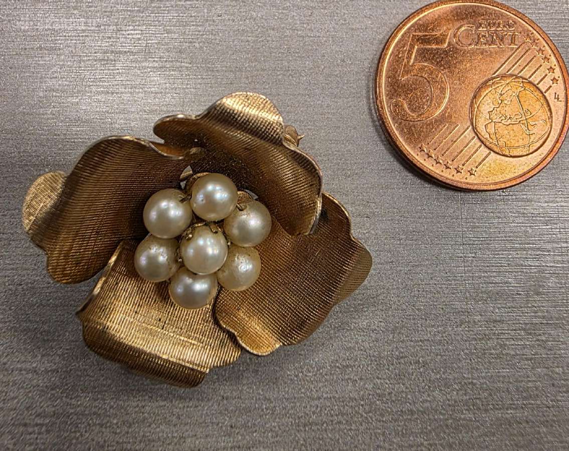 Vintage sagė paauksuota 12k su perlais - nuotraukos Nr. 5