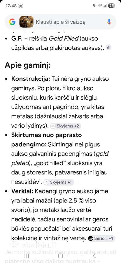 Vintage sagė paauksuota 12k su perlais - nuotraukos Nr. 12