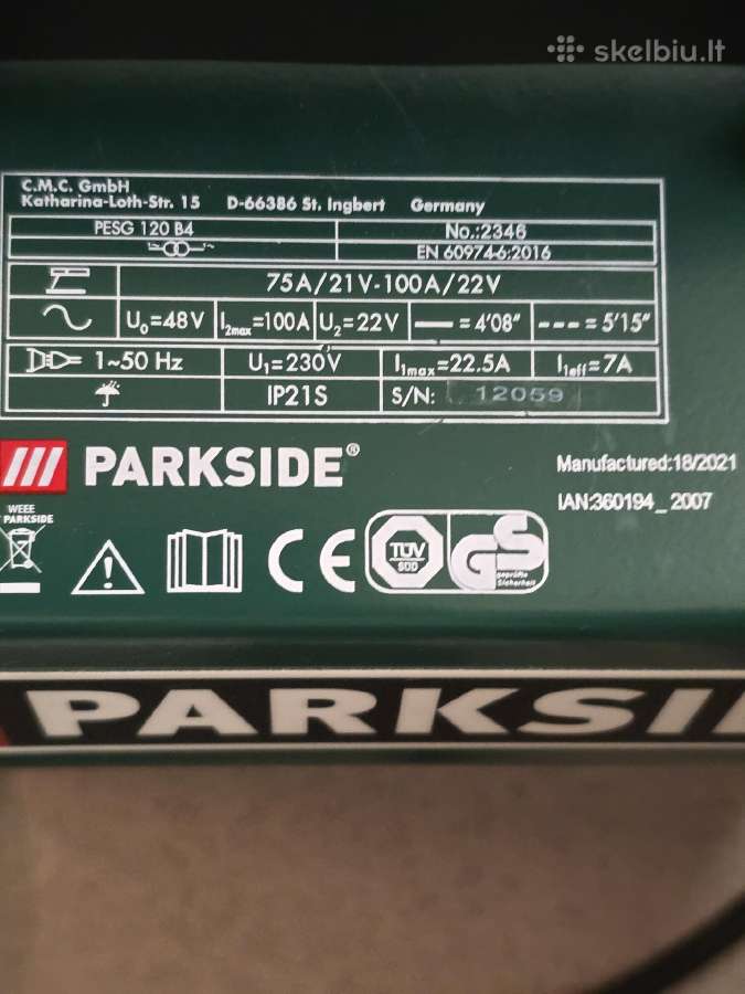 Suvirinimo aparatas Parkside Pseg 120 B4 - nuotraukos Nr. 4