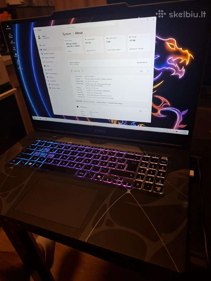 13 gen i7 rtx 5060 8gb SSD 512 RAM ddr5 16 GB - nuotraukos Nr. 7