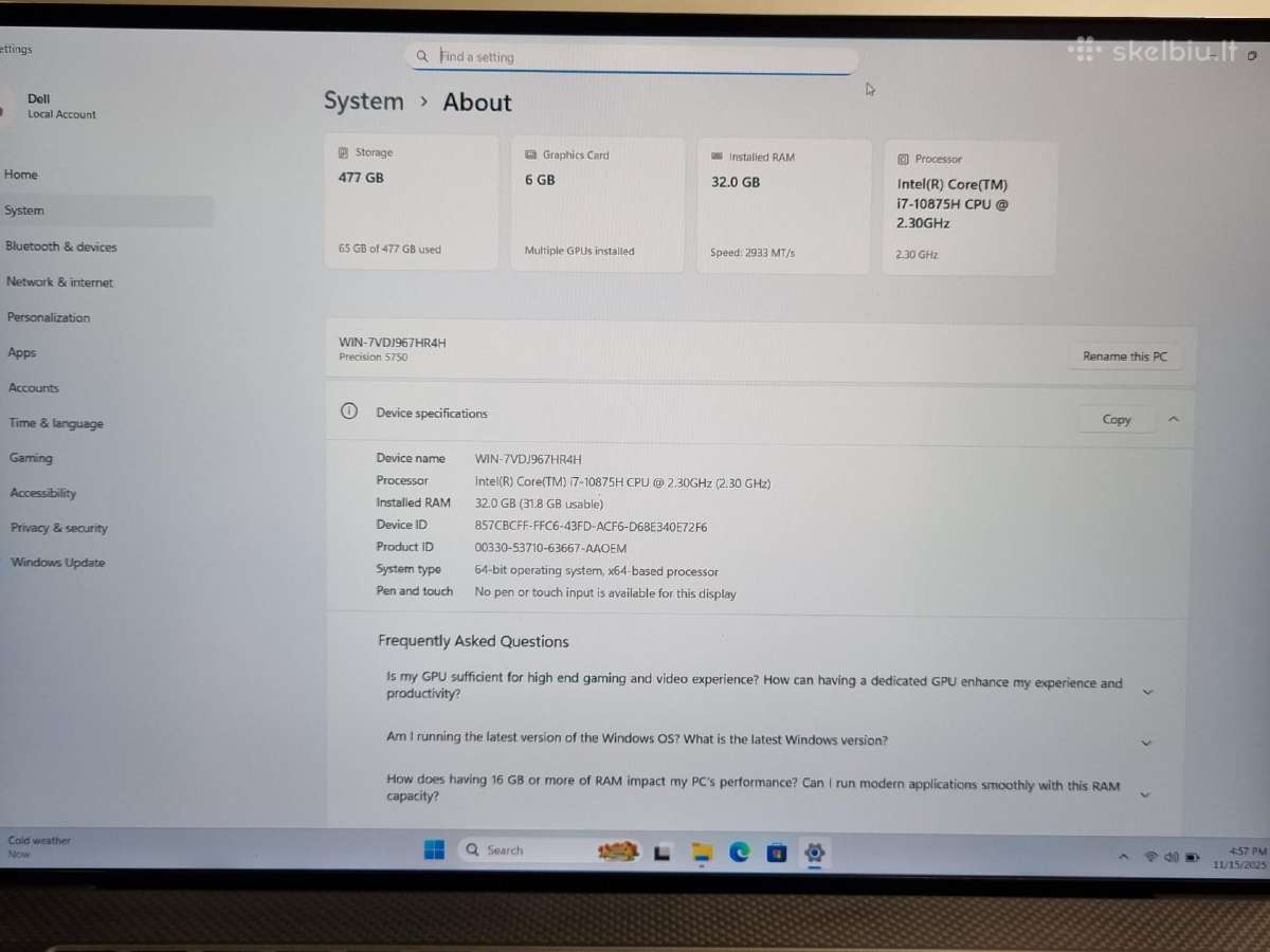 Dell Precision 5750 - nuotraukos Nr. 6