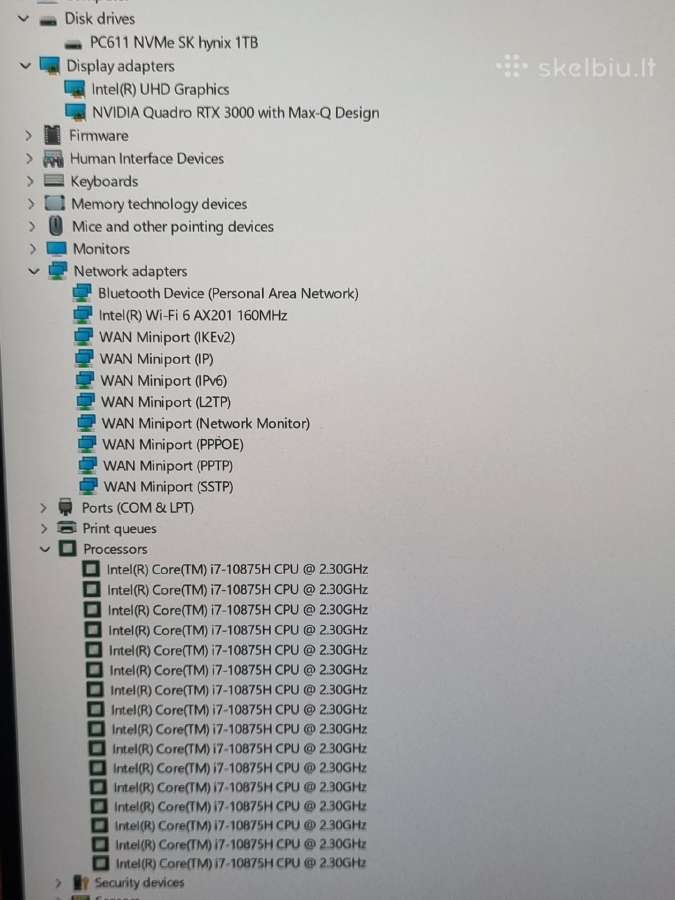 Dell Precision 5750 i7 Rtx 3000 - nuotraukos Nr. 12