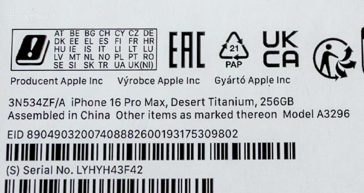 iPhone 16 Pro Max 256gb Desert Titanium 100% bat. - nuotraukos Nr. 2