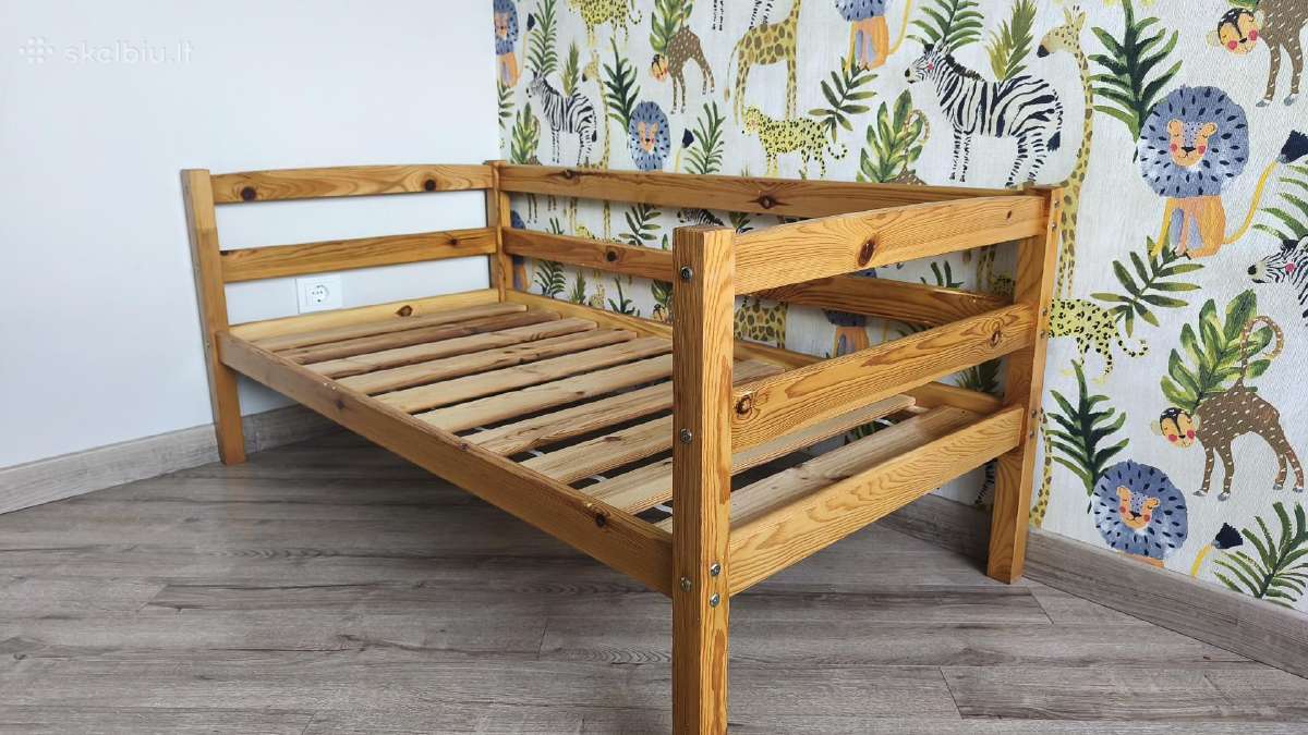 Vaikiška tvirta medinė lovytė 140 * 70 - nuotraukos Nr. 4