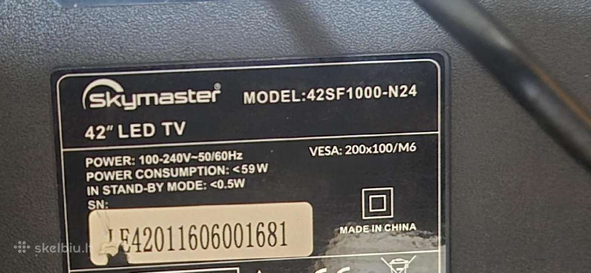 Televizorius Skymaster 42" LED TV - nuotraukos Nr. 3