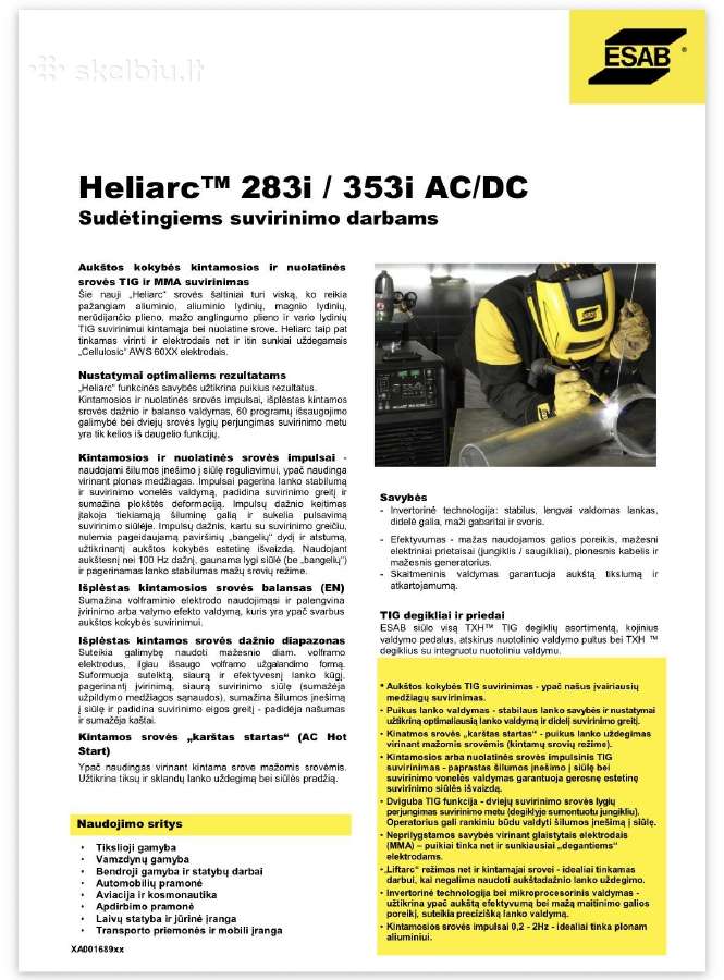 Suvirinimo aparatas esab heliarc 283i ac/dc - nuotraukos Nr. 9
