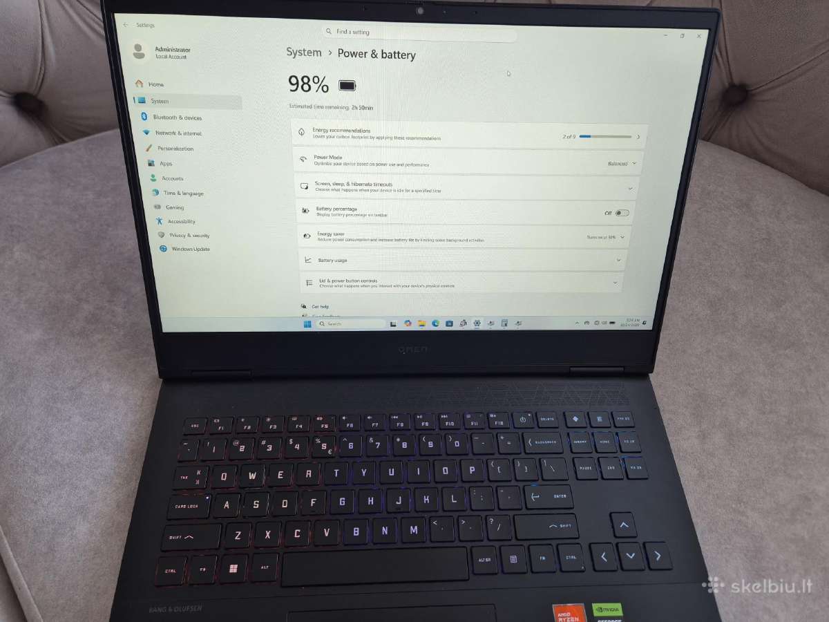 Hp Omen 16 Ryzen 7 7840hrtx 4060 8gb 16gb 1tb SSD - nuotraukos Nr. 5