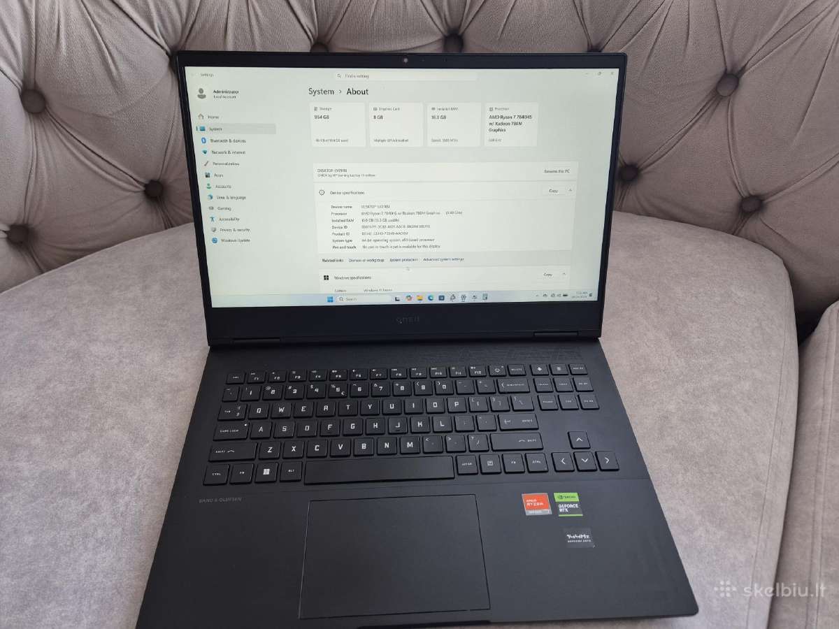 Hp Omen 16 Ryzen 7 7840hrtx 4060 8gb 16gb 1tb SSD - nuotraukos Nr. 7