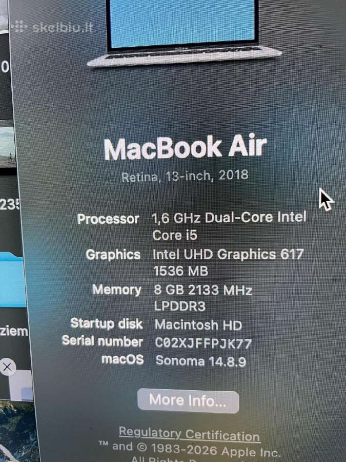 MacBook air 2018 - nuotraukos Nr. 3