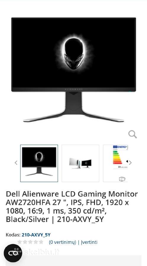 Alienware Aw2720hfa naudotas - nuotraukos Nr. 2