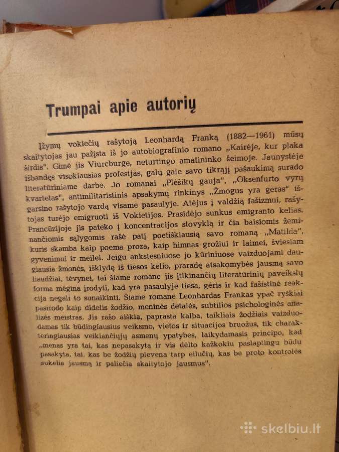 Leonhardas Frankas romanas „Matilda" 1968 m. - nuotraukos Nr. 3