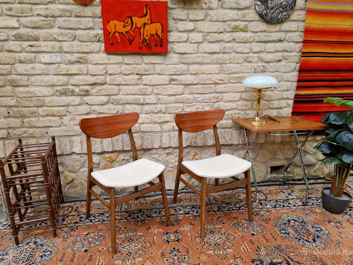 Vintažinės mid century bukmedžio/tiko kėdės - nuotraukos Nr. 23