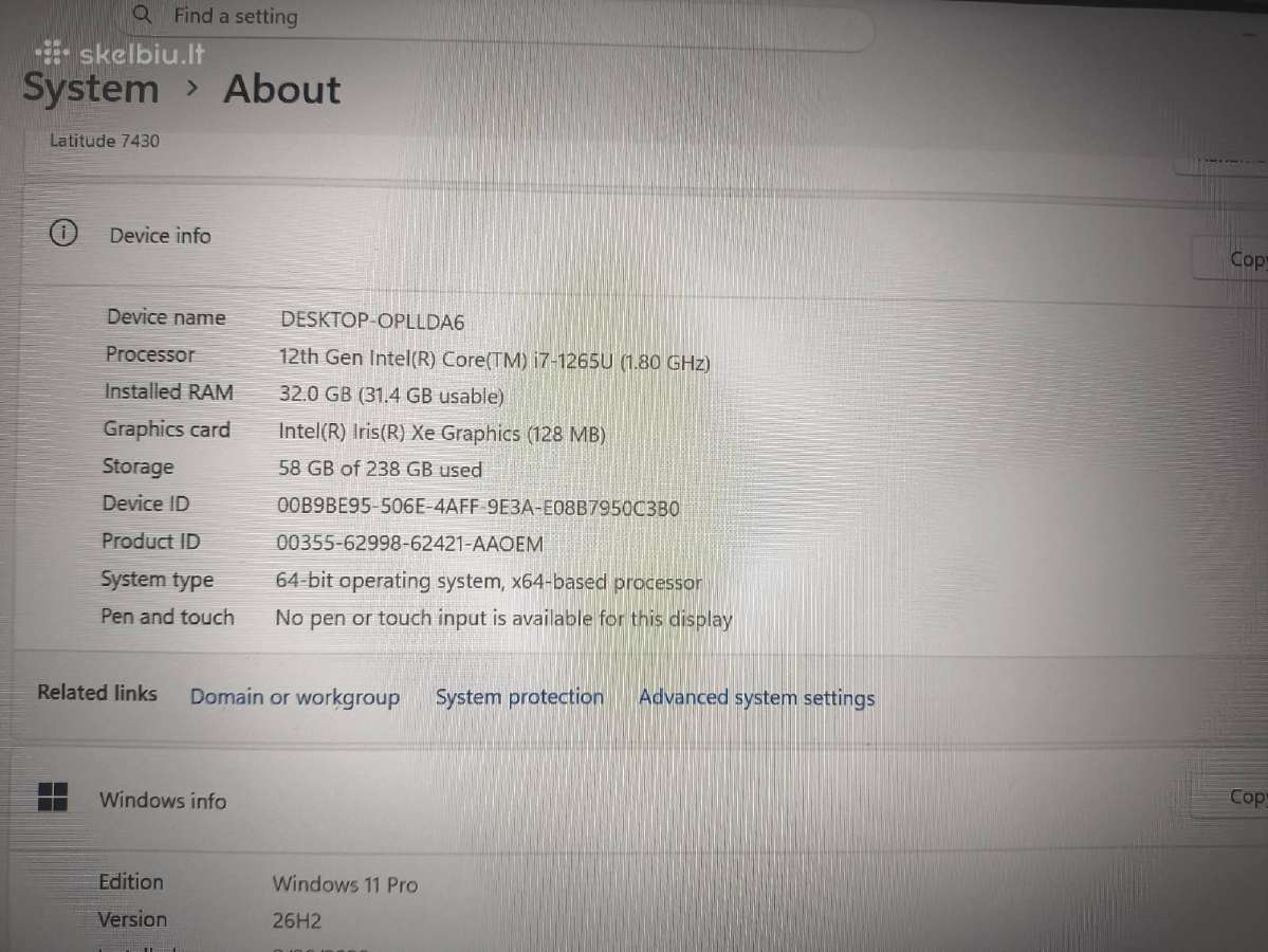 Latitude 5430 14" Ips i7-1265u 32gb 256gb 8% - nuotraukos Nr. 4