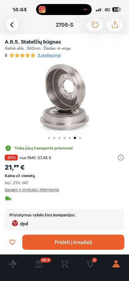 Nauji ir pigūs stabdžių bugnai Volkswagen, Seat - nuotraukos Nr. 2