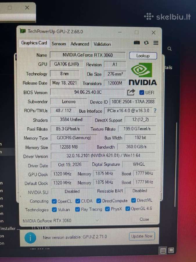 Vaizdo plokštė Nvidia Geforce Rtx 3060 12gb - nuotraukos Nr. 13