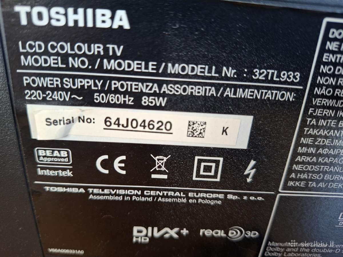 Televizorius Toshiba +3D akiniai - nuotraukos Nr. 3