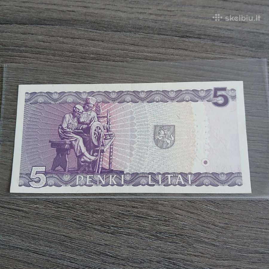 5 litai 1993 metų Unc bankinis stovis. - nuotraukos Nr. 2