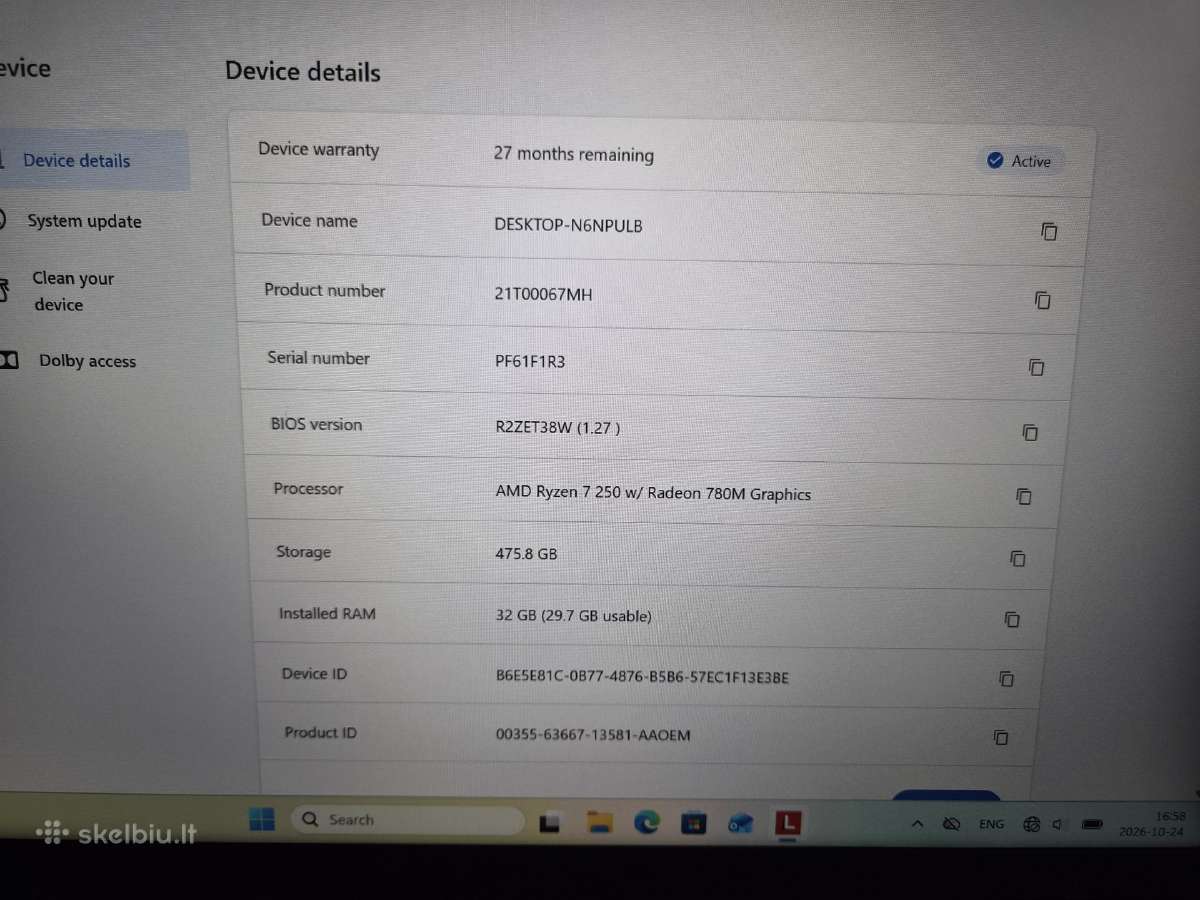 Lenovo Thinkpad E14 Gen 7 Ryzen 7 250 32gb 500gb - nuotraukos Nr. 3