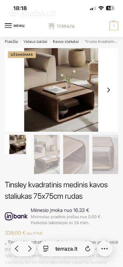 Naujas kvadratinis kavos staliukas - nuotraukos Nr. 4