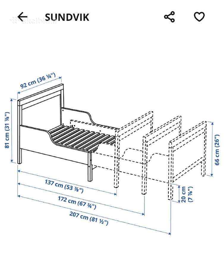 Ikea vaikiška lovytė Sundvik - nuotraukos Nr. 6