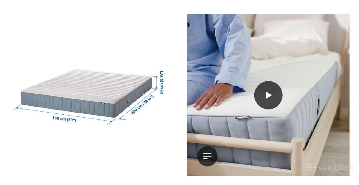 Valevg 24 cm aukščio čiužinys su į atskiras kišen - nuotraukos Nr. 13