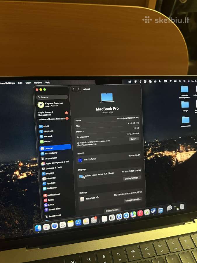 Apple MacBook Pro 2021 14 / M1 Pro / 32gb /512gb - nuotraukos Nr. 6