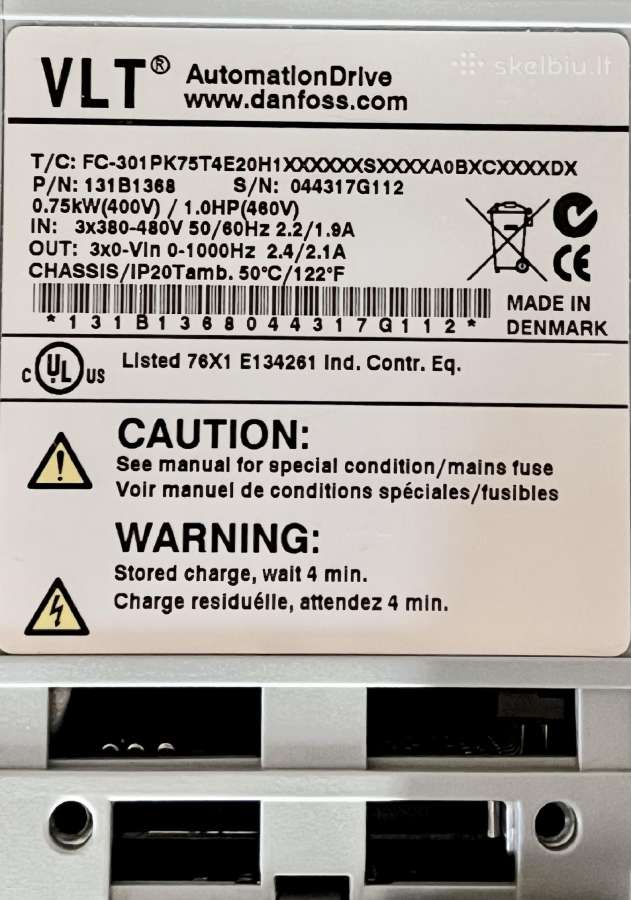 Danfoss Vlt Fc 301 0,75 kw dažnio keitiklis - nuotraukos Nr. 3