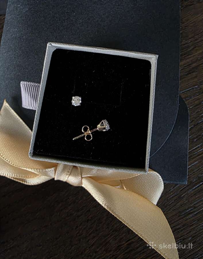 Auksiniai 375 auskarai su deimantais 0.20 ct - nuotraukos Nr. 2