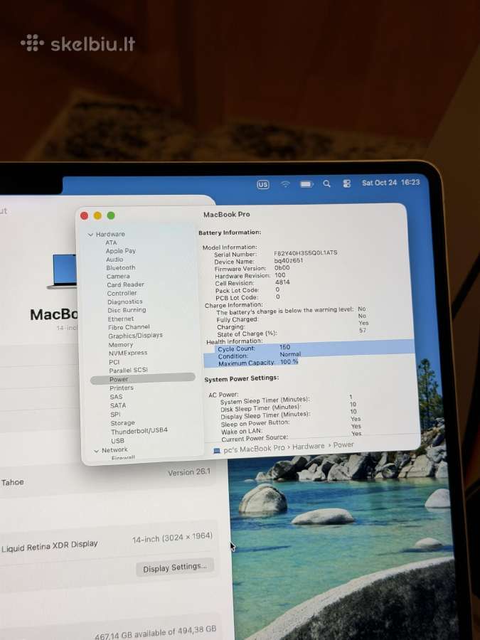 MacBook Pro 14 M1 Pro/16gb RAM/512gb - nuotraukos Nr. 5