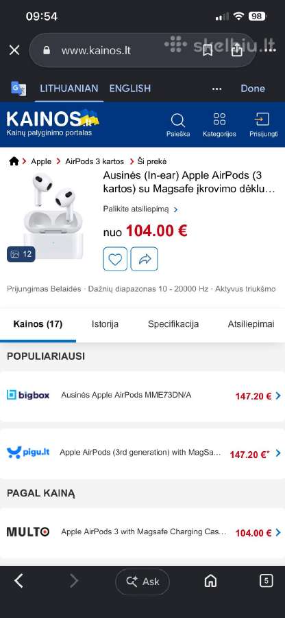 Apple Airpods (3rd gen) (2021) - nuotraukos Nr. 3