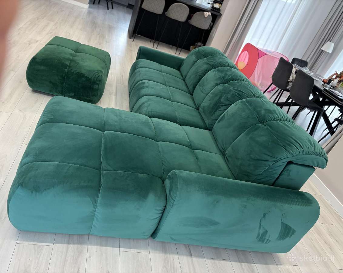 Buble kampinė sofa su pufu - nuotraukos Nr. 4