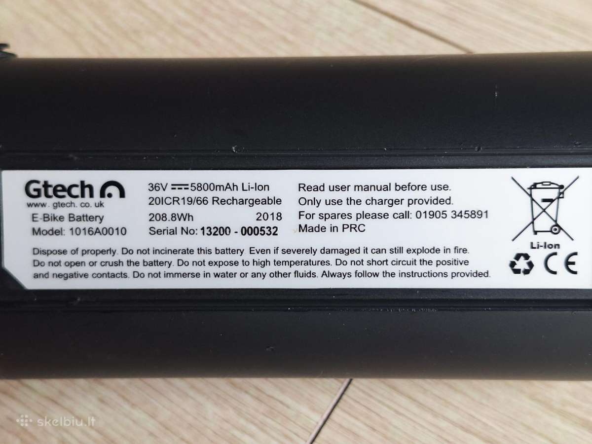 Gtech elektrinio dviračio baterija 36v - nuotraukos Nr. 2