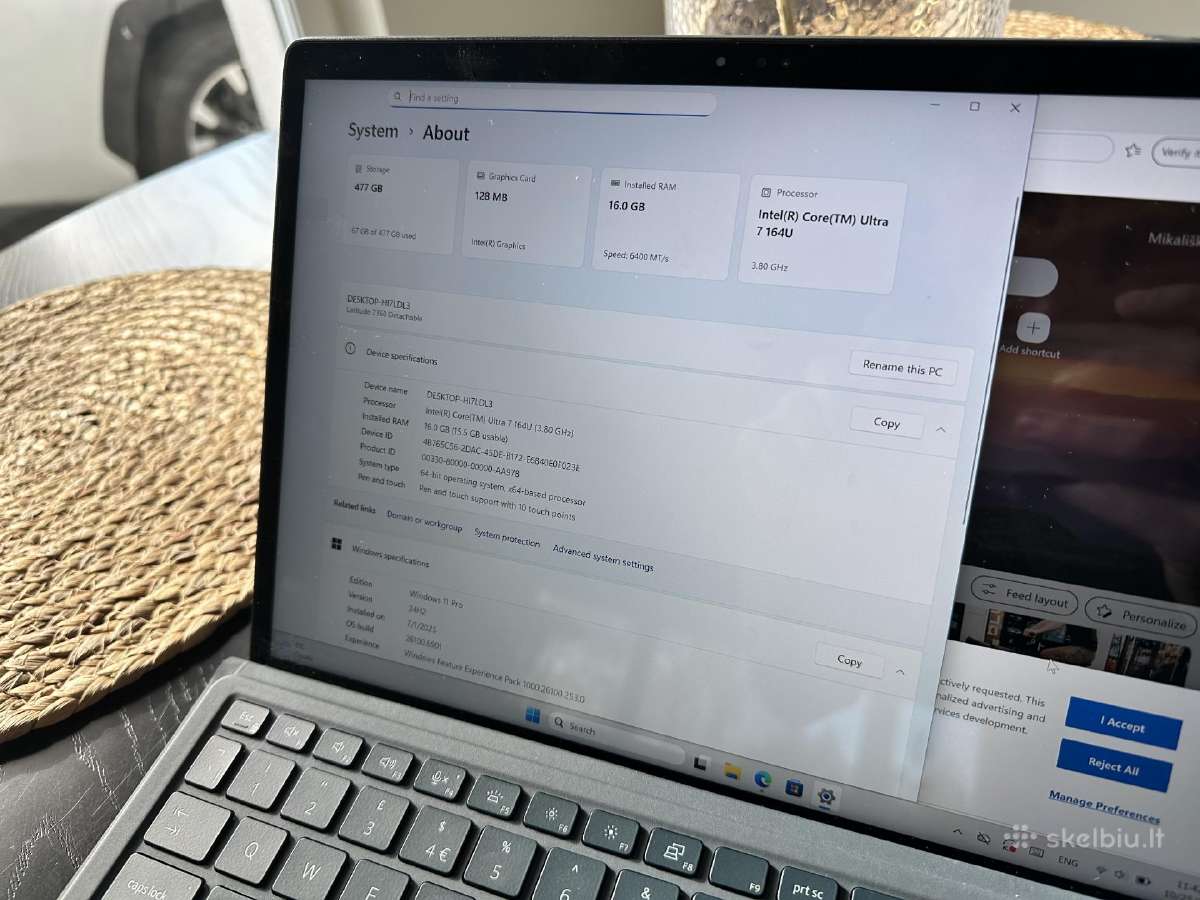Dell Latitude 7350 Detachable Ultra 7 16/512gb - nuotraukos Nr. 5